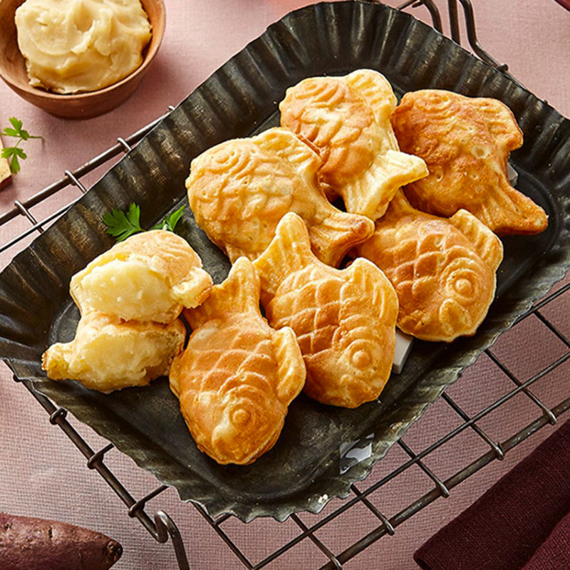 韓式鲷魚燒鲫魚餅稠魚豆沙餡奶油夾心蛋糕小魚餅兒童零食網紅街頭小吃台灣同城配送