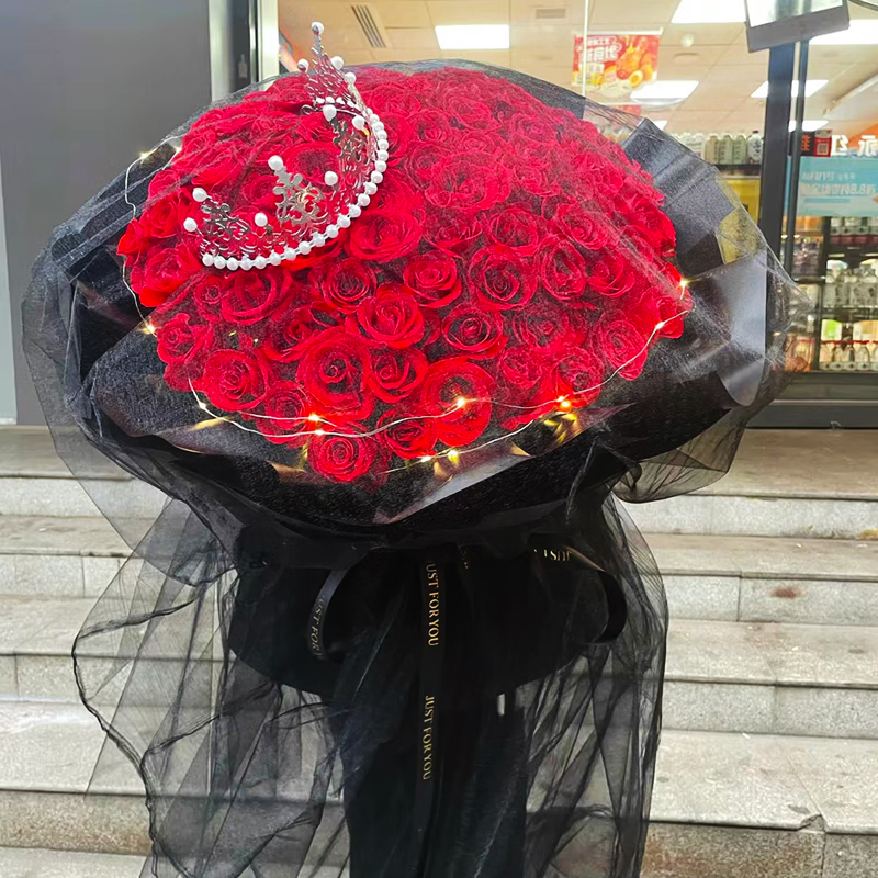 【百年好合】台灣同城配送鮮花99朵紅玫瑰花束送女朋友老婆生日禮物求婚表白 99朵藍色妖姬玫瑰花束